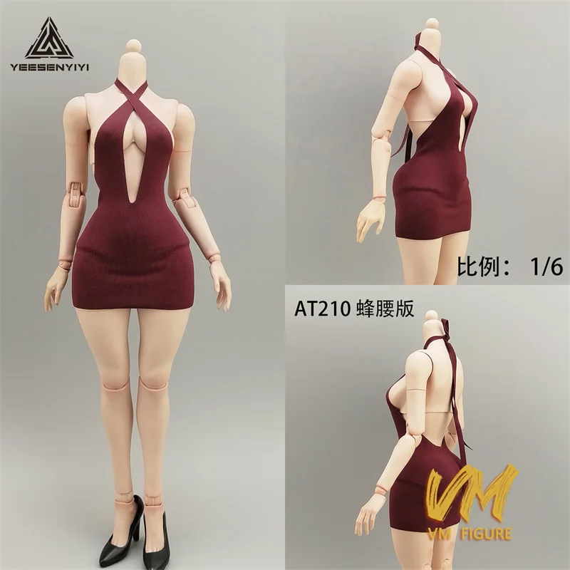 1/6 أنثى عالية تمتد الأشرطة المرنة الرسن الرقبة تنورة صغيرة 6 "BJD دمية الملابس صالح 12" TBL AT210 الجندي عمل الشكل الجسم #5