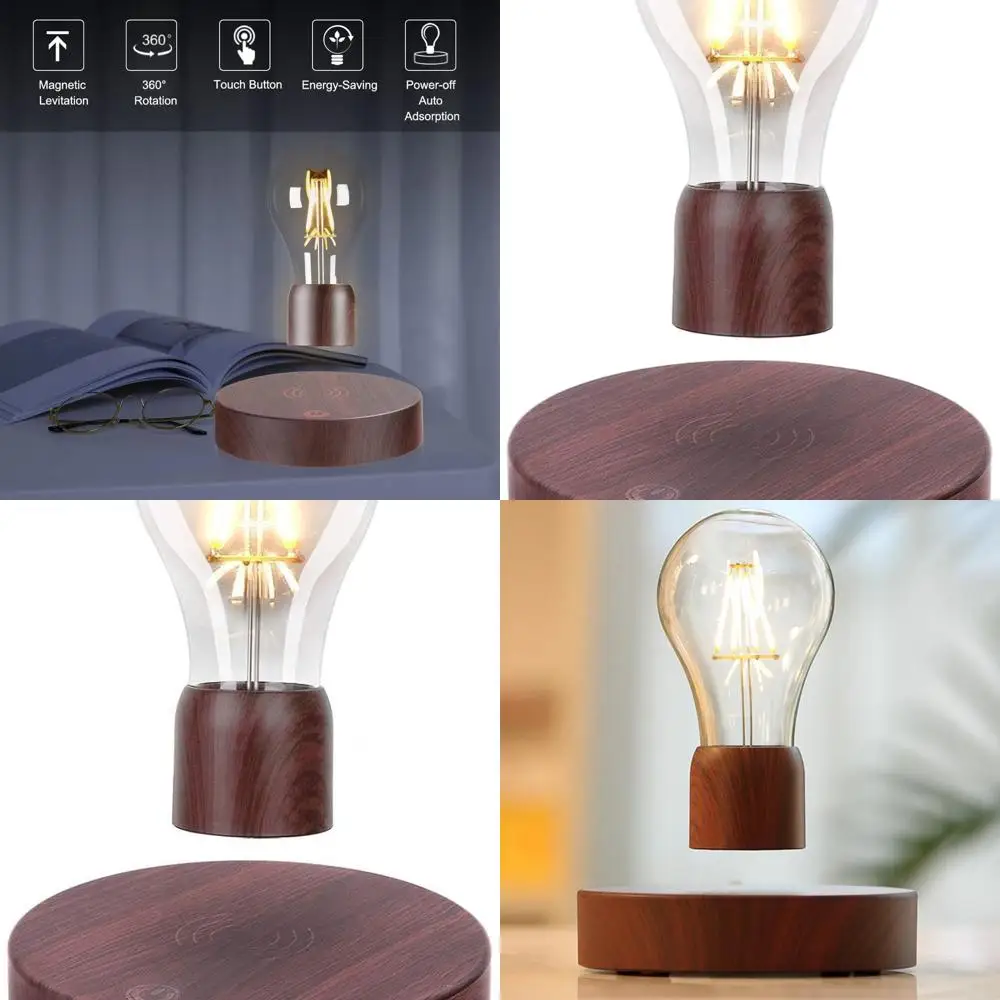 

Светодиодная лампа с магнитной левитацией — плавающая беспроводная настольная лампа с деревянным основанием для уникальных подарков и декора домашнего офиса