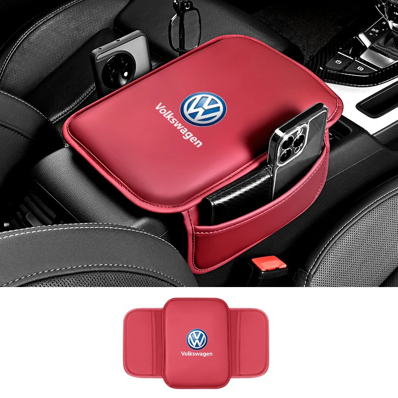 1PCS Leather Car Armrest Box Pad Central Arm Rest Storage Pocket Protective Cover For VW GTI Golf 4 5 6 7 8 MK4 MK5 MK6 MK7 MK8