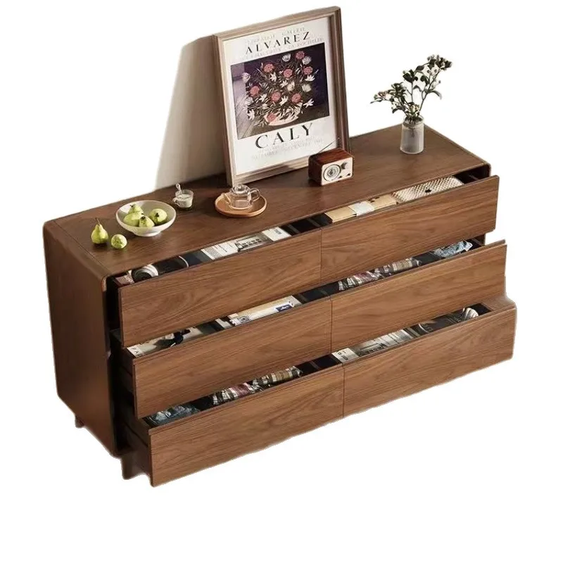 

North American black walnut dining side cabinet Japanese-style solid wood living room storage cabinet bedroom