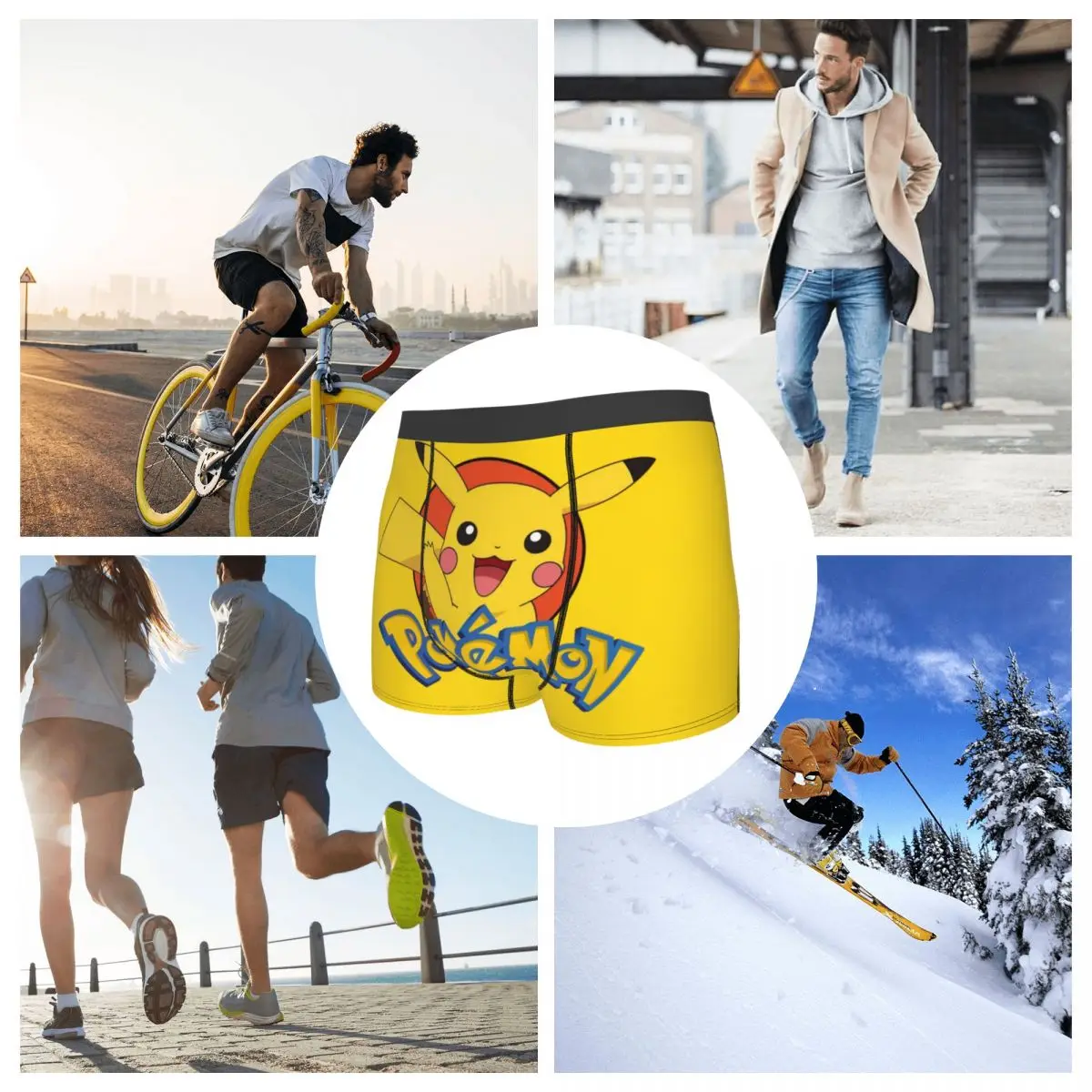 Japanese Cartoon Game Pokemon Underpants Breathbale Panties Male Underwear Comfortable Pikachu Shorts Boxer Briefs