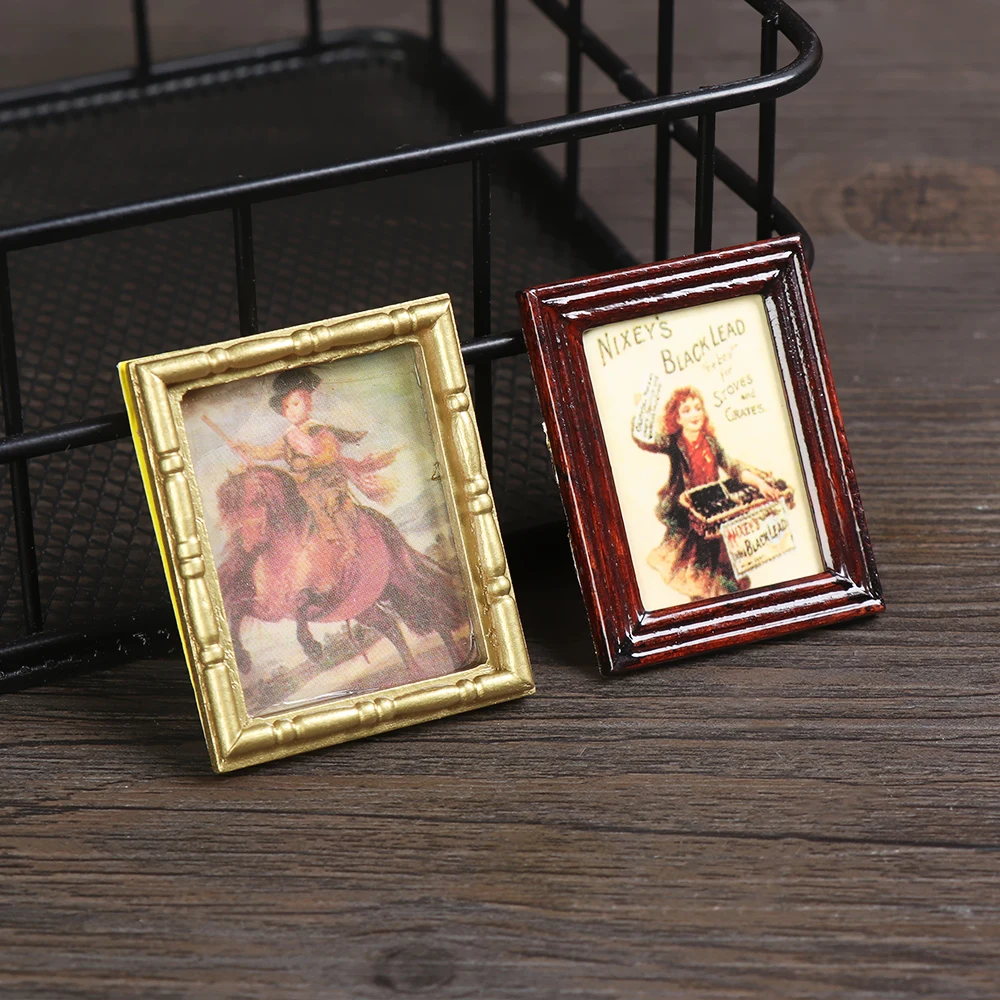 Domek dla lalek ozdoba rzemiosło żywiczne Vintage zdjęcia w ramie miniaturowy obraz olejny w skali 1:12 Mini obraz zabawki dla dzieci akcesoria dla lalek — zdjęcie 5