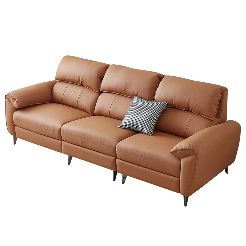 

Итальянский минималистичный электрический диван, первый слой, диван из воловьей кожи, высокая спинка, маленькая квартира, прямой ряд, электрическая функция