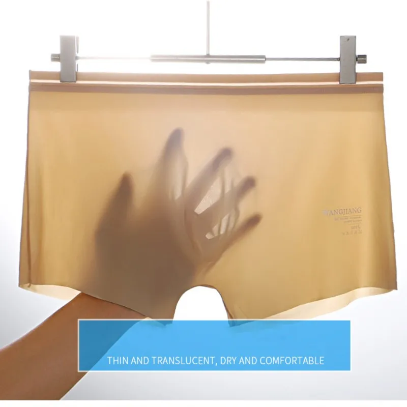 Мужское нижнее белье из ледяного шелка, сексуальные шорты-боксеры, бесшовные трусы с низкой посадкой, дышащие, удобные, Ropa Interior Comoda