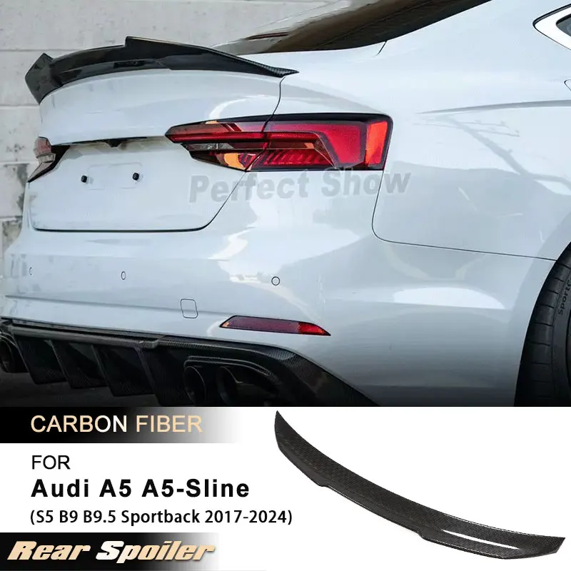 

Car Rear Trunk Spoiler Wings for Audi A5 A5-Sline S5 B9 B9.5 Sportback 2017-2024 Rear Spoiler Boot Wing Lip Full Carbon Fiber