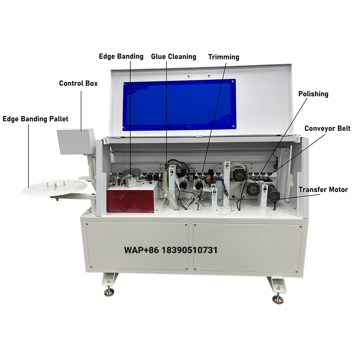 Full Automatic Woodworking Wood Furniture PVC Veneer Corner Rounding Trimming Edge Banding Machine