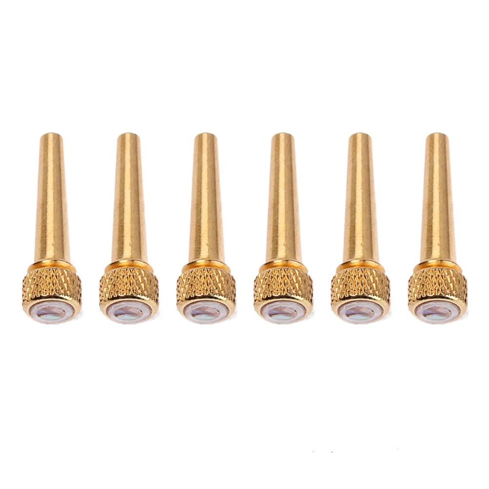 

6 Pcs Celestial Nail Guitar Replacement Parts Ebony Pins Bass Brass Tone Bridge