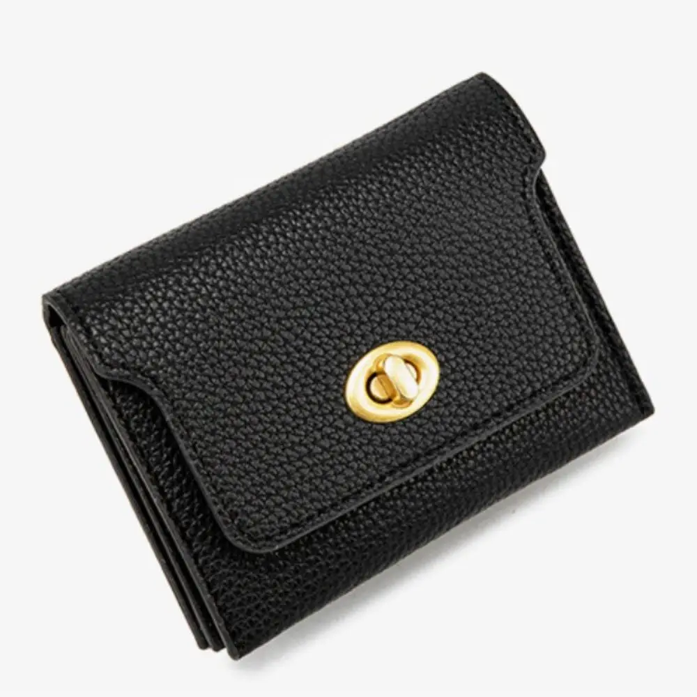 PU Leather Short Wallets Portable Solid Color Money Bag Card Holder for Women Girls