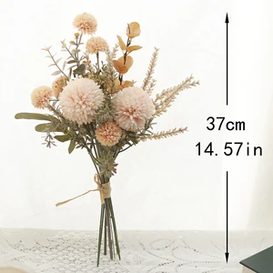 الزهور الاصطناعية الشمبانيا الهندباء الكرة الشائكة باقة ديكور المنزل الزفاف عيد الميلاد الزهور الترتيب نبات القمح سبايك أفضل 12 ترتيبات بيع مع آذان القمح - رقم 3