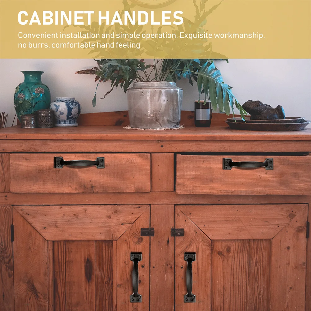 

8 pcs Black Bow Door Handles Iron Cabinet Pulls Vintage Drawer Knobs For Wardrobe Cupboard Closet Furniture Replacement Rust