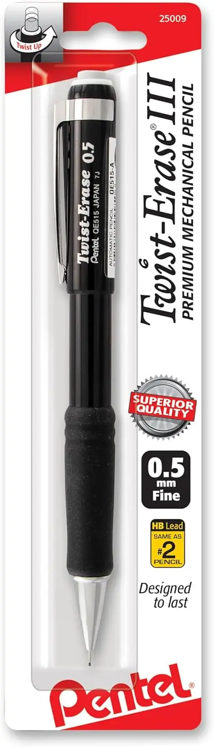 

Twist-Erase Mechanical Pencil, 0.5mm, Pack of 1 with Eraser and Soft Grip