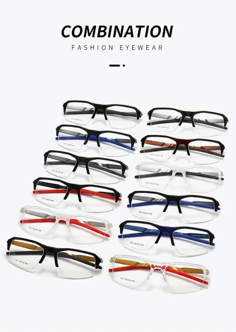 YIMARUILI Sportbrillengestell für Herren und Damen, Aluminium, TR90, Halbrahmen-Brille, Federbeine, optische verschreibungspflichtige Brillen 5857 – Detail 1