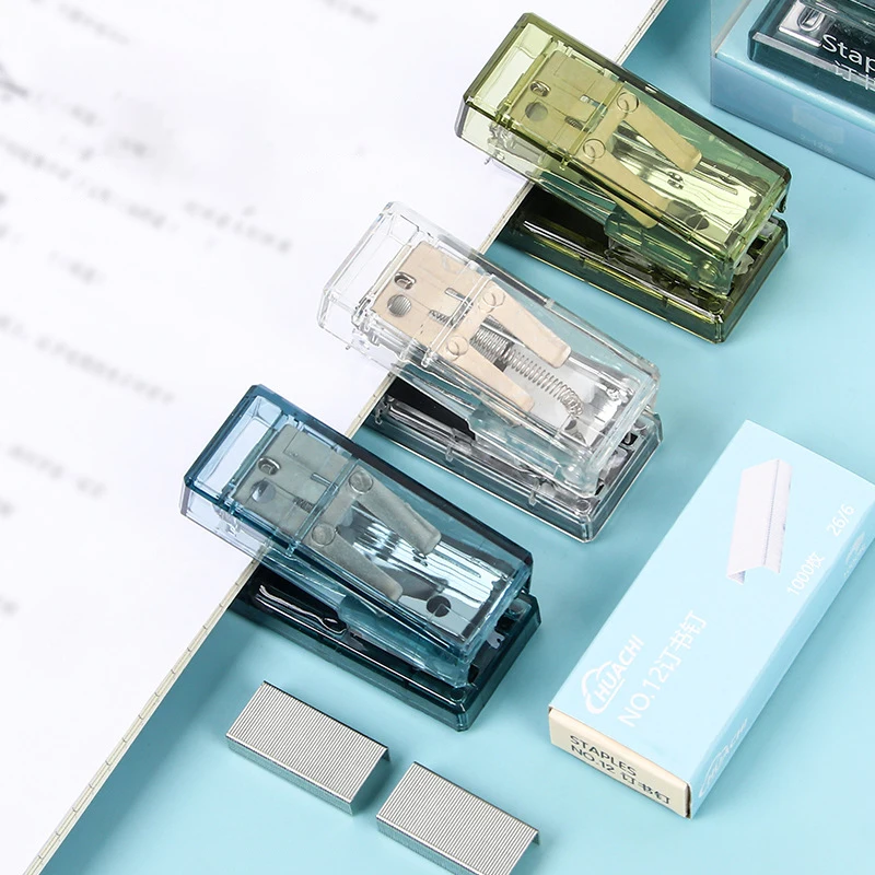 Transparent Mini Stapler Set Office Simple Stapler Student Stationery Data Arrangement Stapler Wholesale