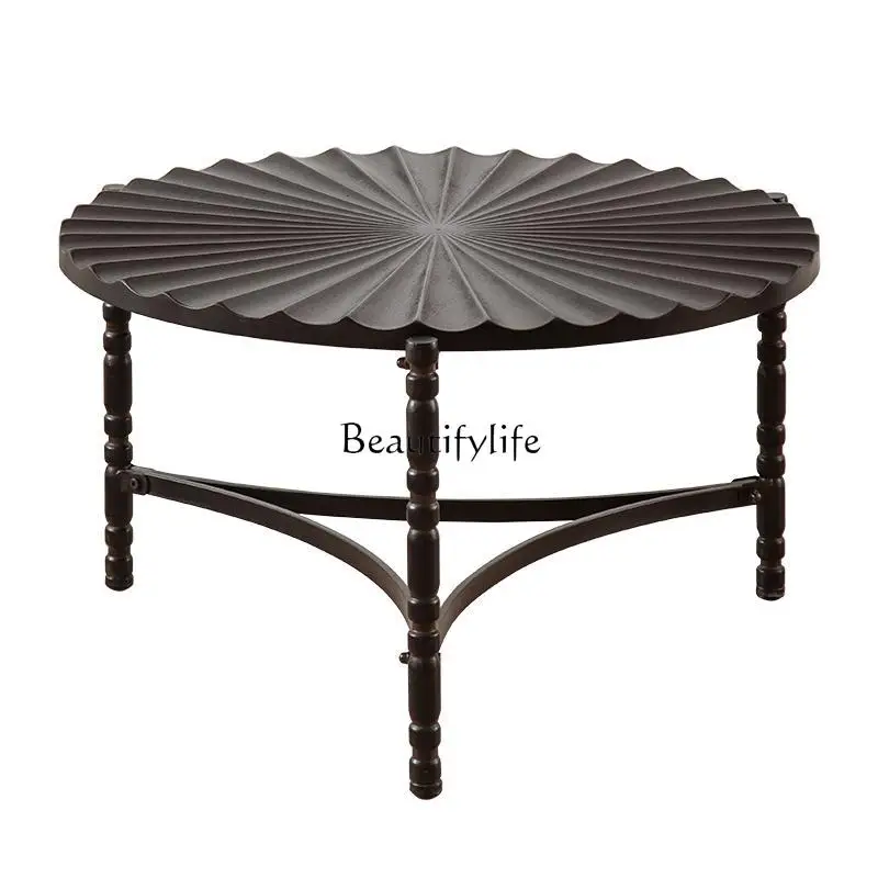 

Retro coffee table household black small apartment living room sofa side table