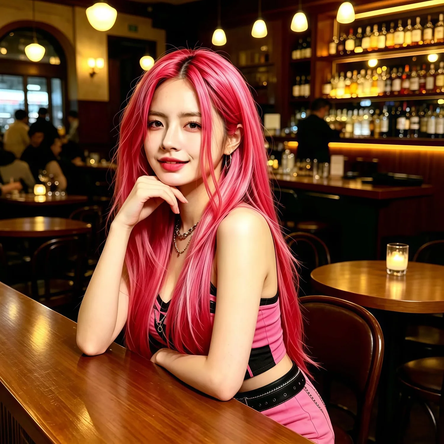 Straight Long Wig 28 Inch Rose Pink For Women Heat Resistant Synthetic Wig Fashion Party