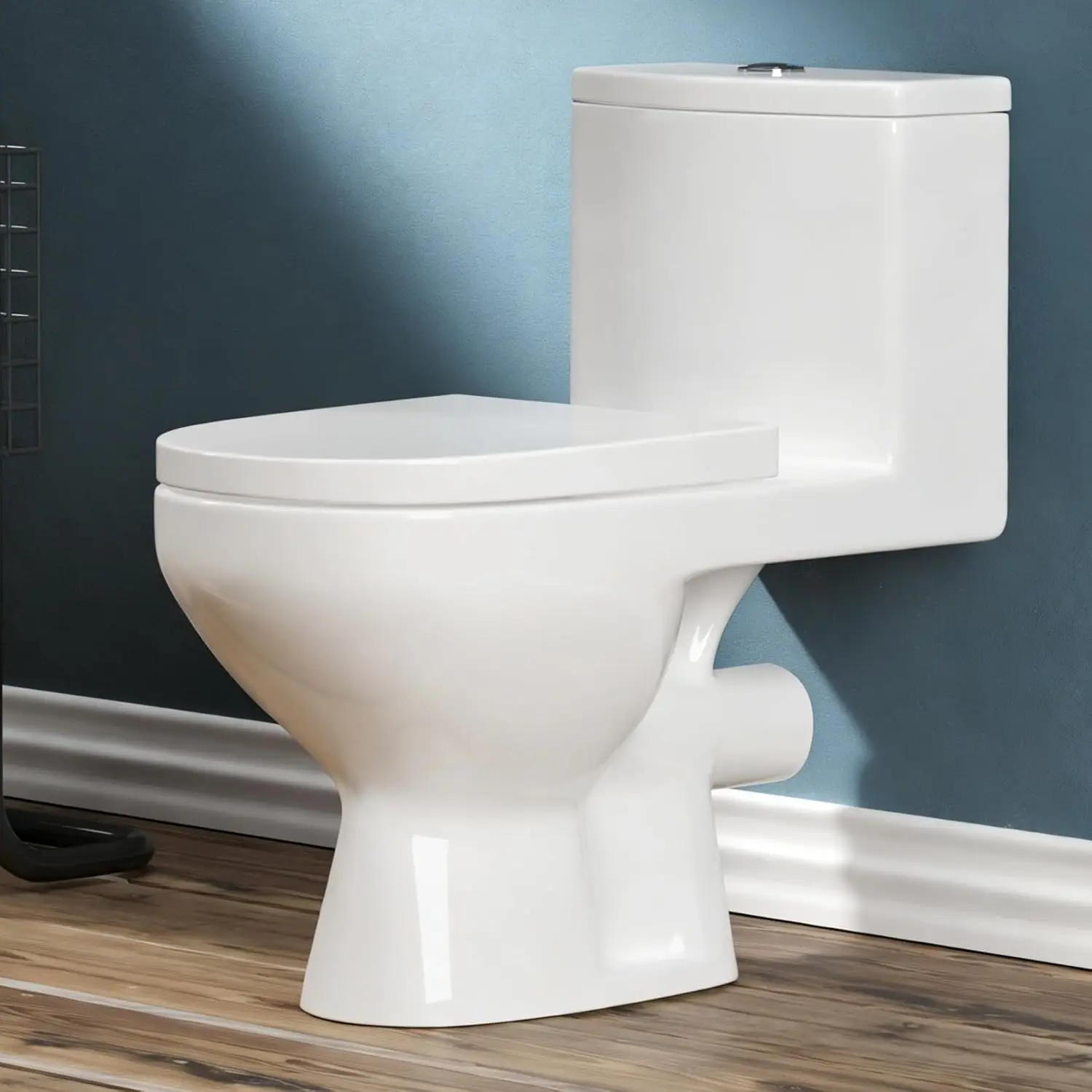 

Rear Outlet One Piece Toilet Standard Height Compact Round Dual Flush 1.1/1.6 GPF P Trap Back Wall Discharge for, Customized