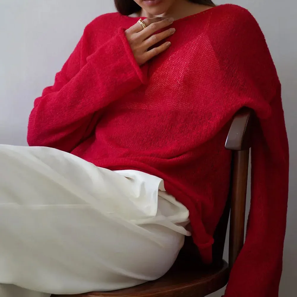 

Повседневная свободная рубашка, футболка с круглым вырезом, розовый топ с длинными рукавами, весна-лето, мода для осеннего стиля