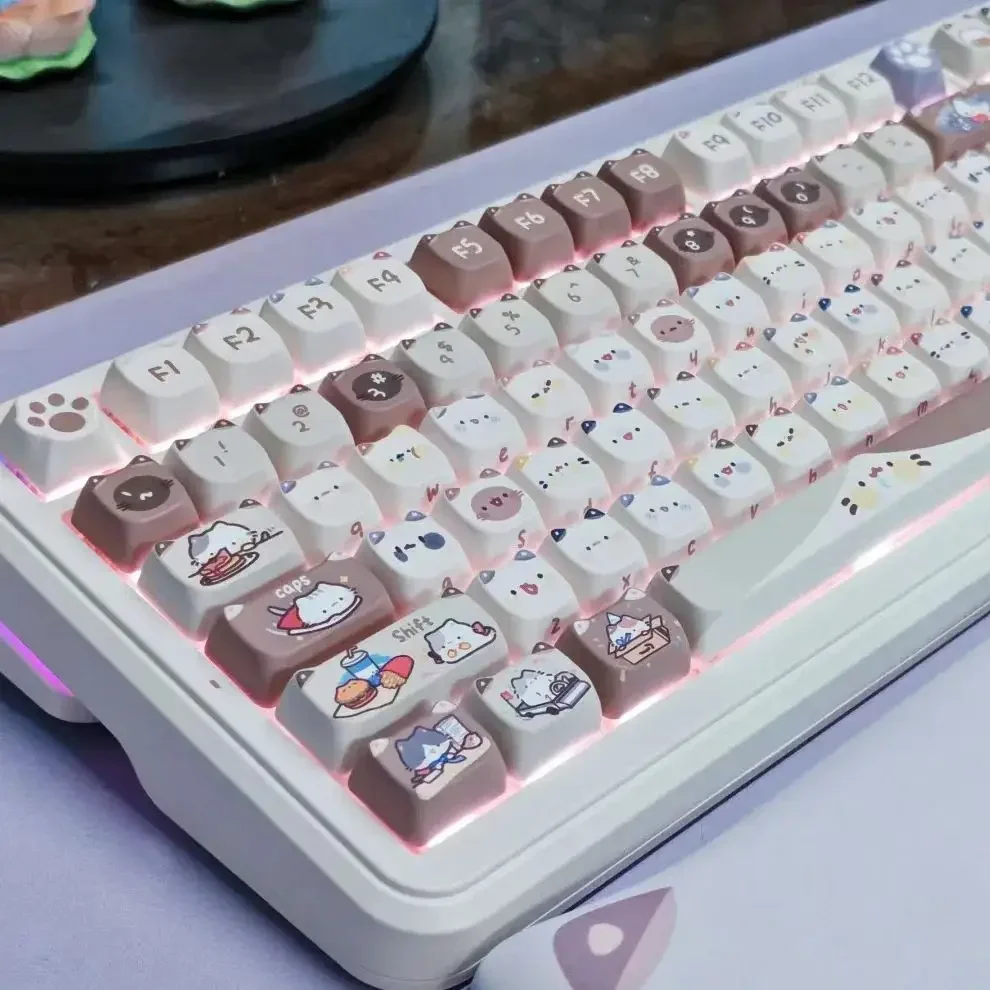 Imagem -05 - Personalizado Gato Bonito Keycaps Rosa Keycap Sublimação Térmica Quadrada Teclado Mecânico para Alice um Conjunto de Chaves Novo Mao