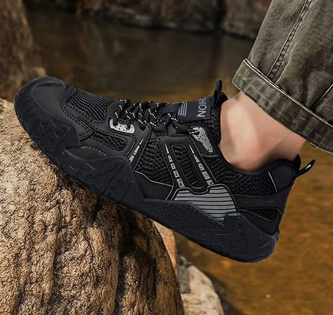 Men's shoes 2026 new summer breathable men's black sports casual shoes outdoor hiking wear-resistant student hiking shoes