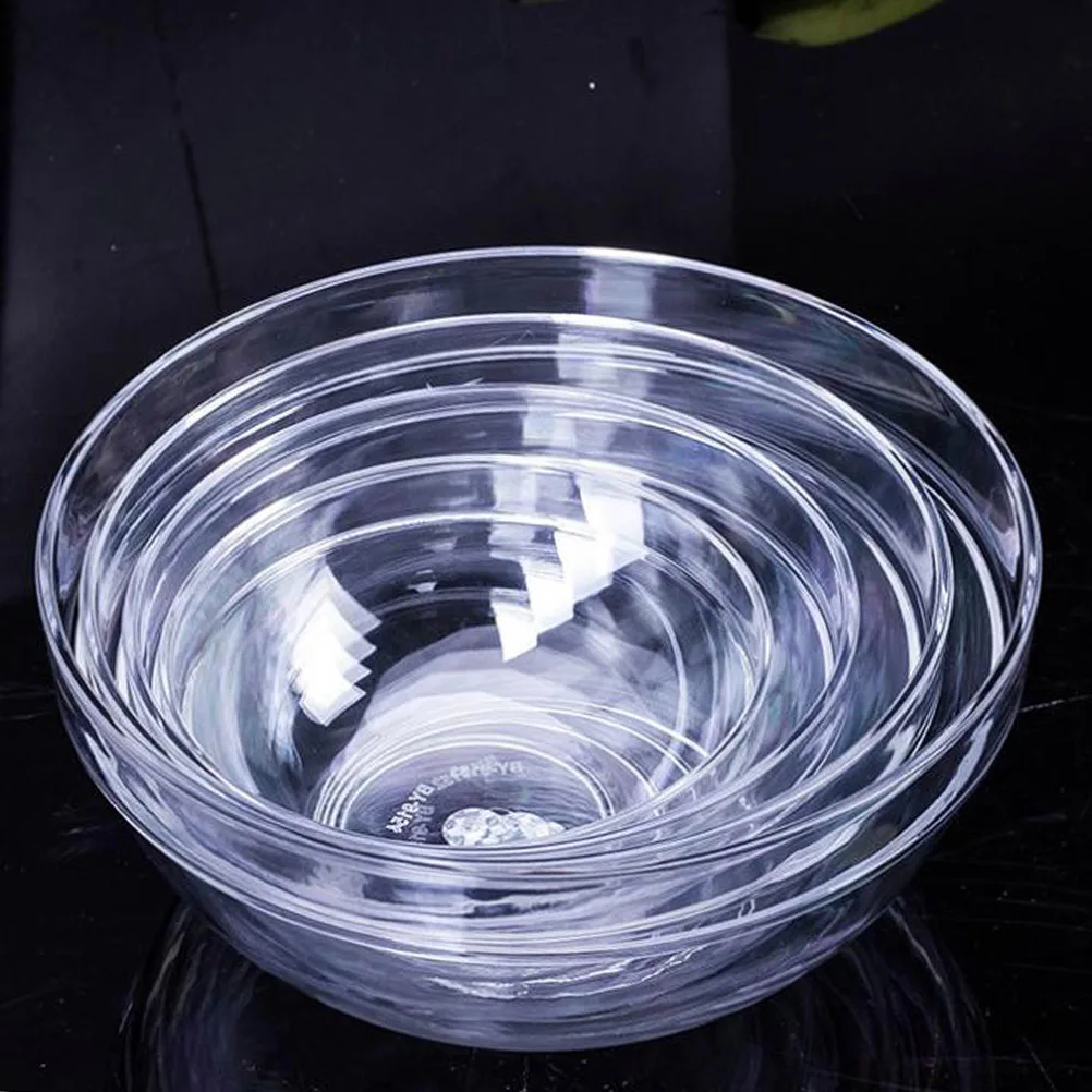 

4Pcs Salad Bowl Acrylic Thicken Transparent Round Bowl Party Serving Fruit Vegetable Snack 14x6cm Reusable