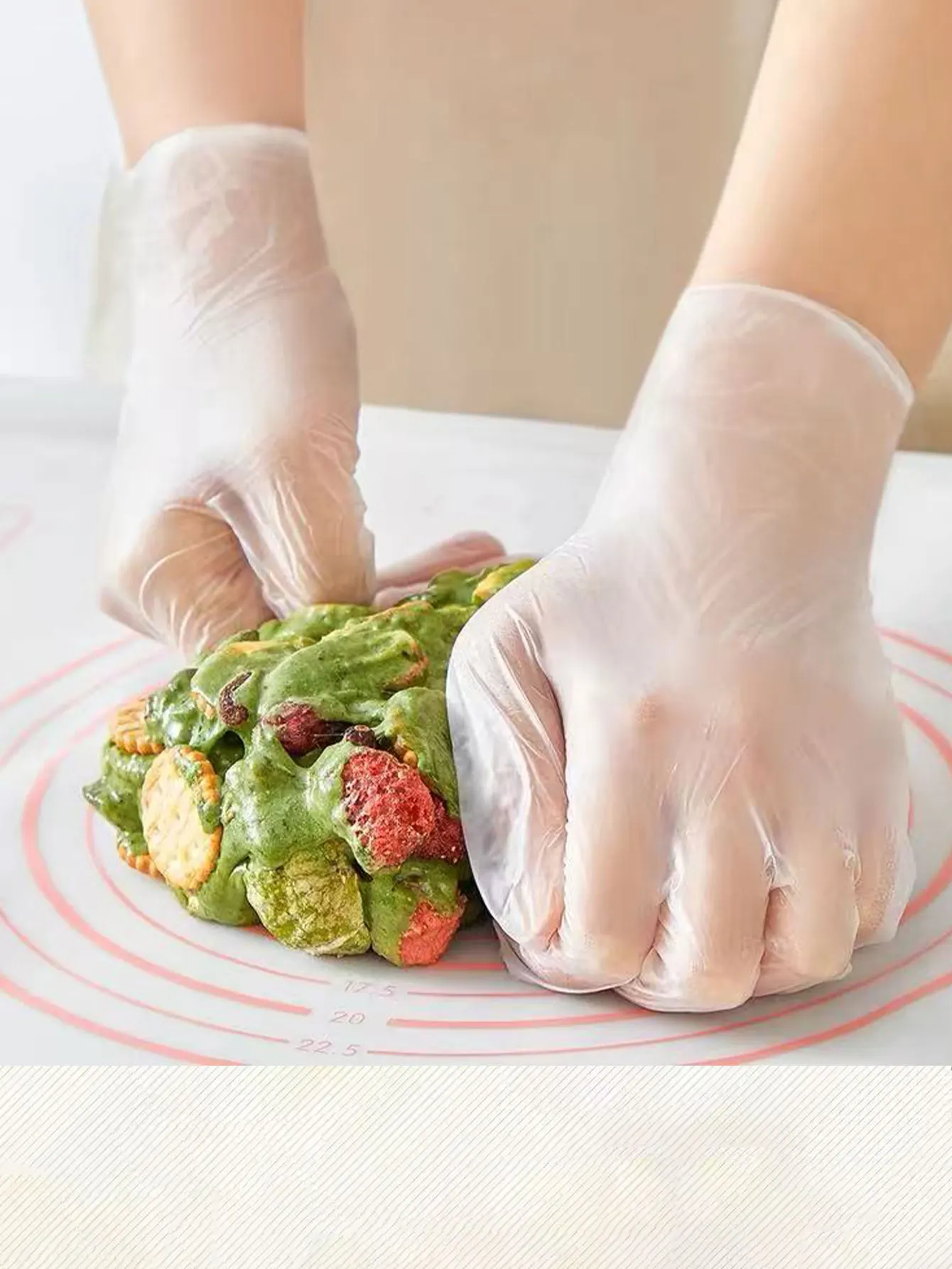 

Одноразовые перчатки, пищевые, специально для замешивания теста, выпечки и смешивания, прозрачные ПВХ, для приготовления пищи на кухне, общественного питания, работы по дому, набор из 100 шт.