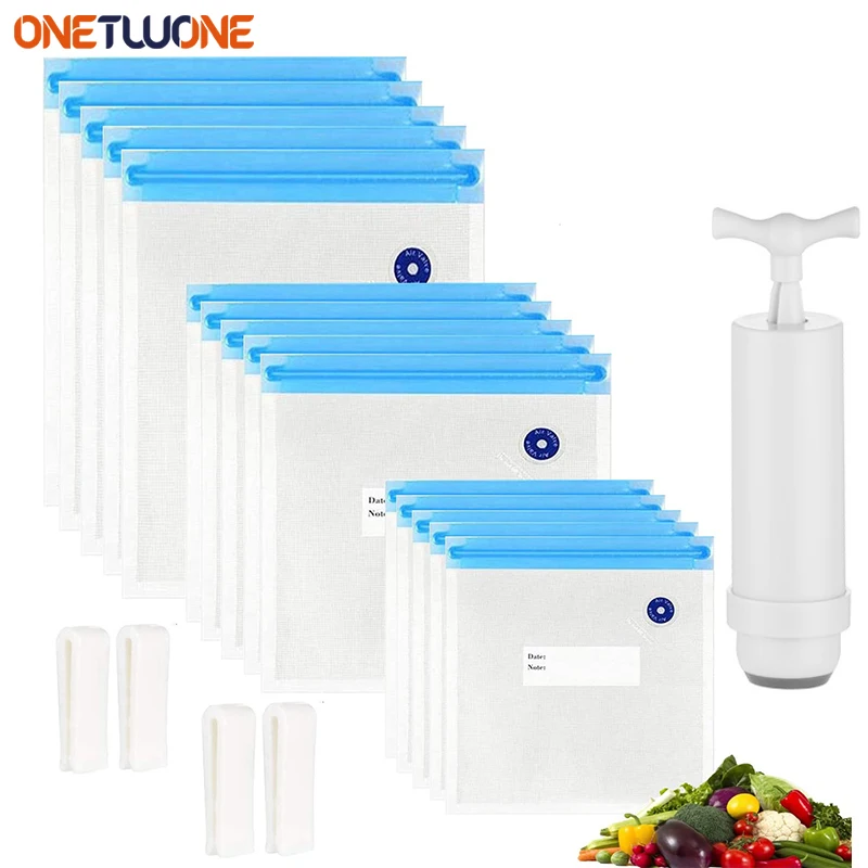 Sous Vide Bags Reusable Vacuum Food Sealer Bag With Valve For Kitchen Meat Vegetables Fruit Compression Storage Food Storage Bag