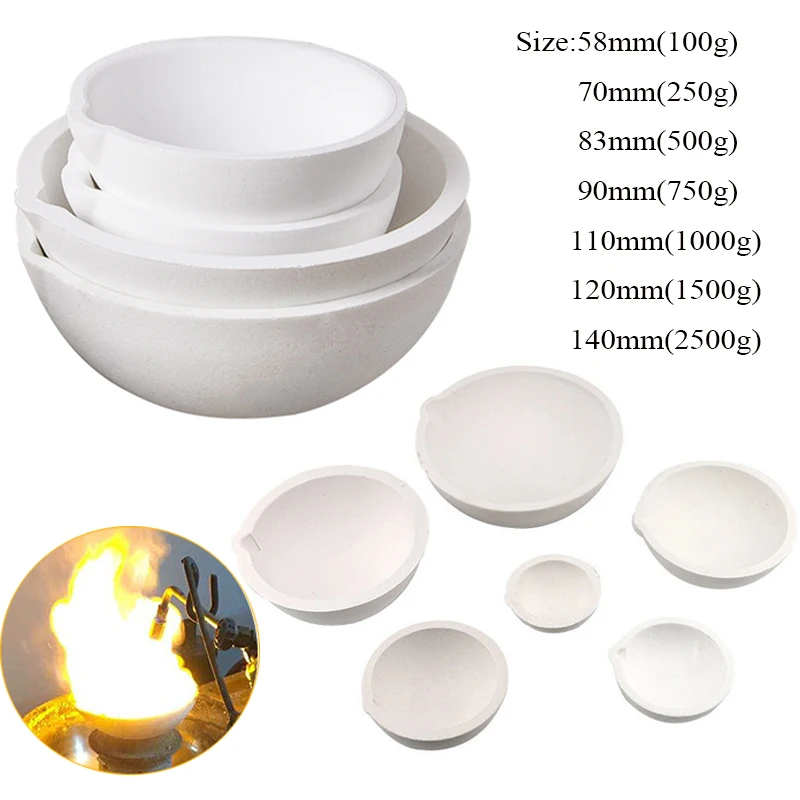 Cadinho para Derreter Prata Dourada e Platina Recipiente de Fundição de Jóias 100g5000g Gramas Tigela de Quartzo Platina Equipamento de Jóias