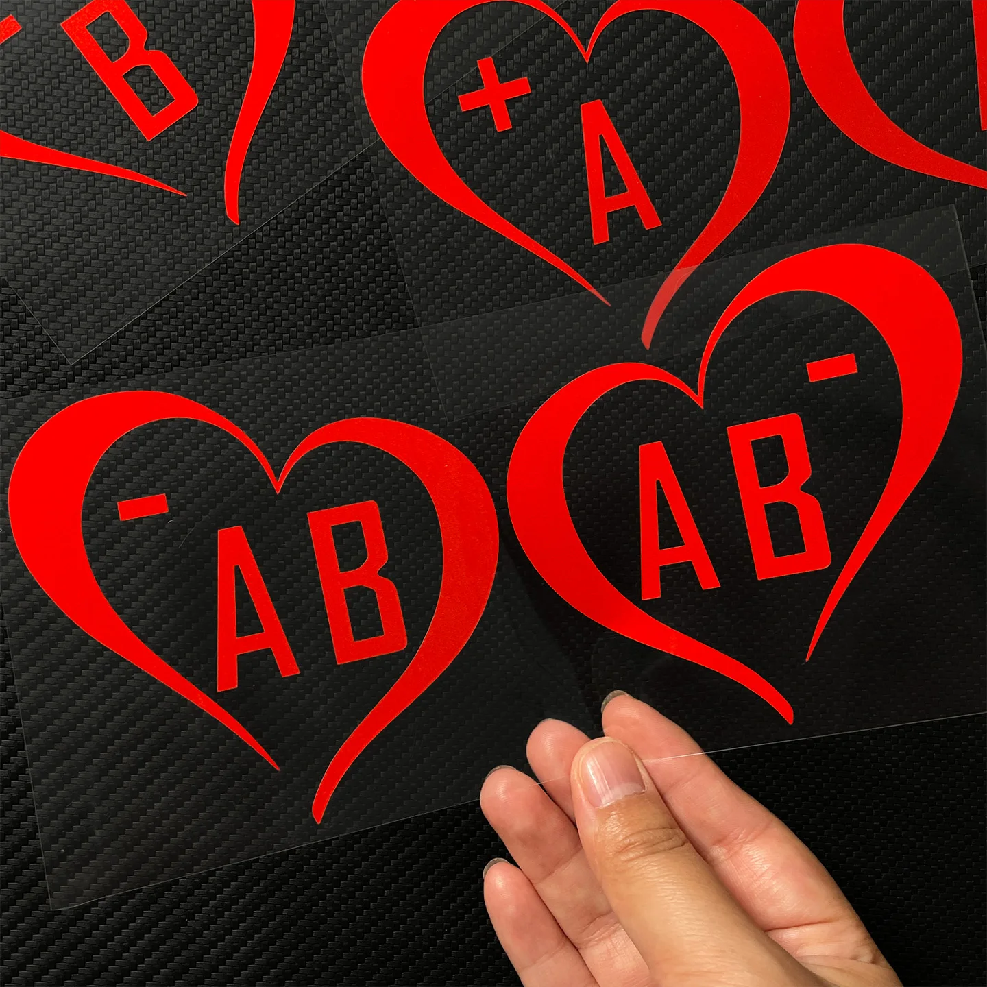 1 Pair Heart Blood Type Waterproof Vinyl Motorcycle Sticker, Decal for Moto Scooter Helmet Side Panel Fairing Fuel Tank Decor
