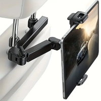 Car Tablet Holder Headrest iPad Mount Auto Telescopic Backseat Tablet Stand Cradle Clip Universal Seat Back Cell Phone Bracket