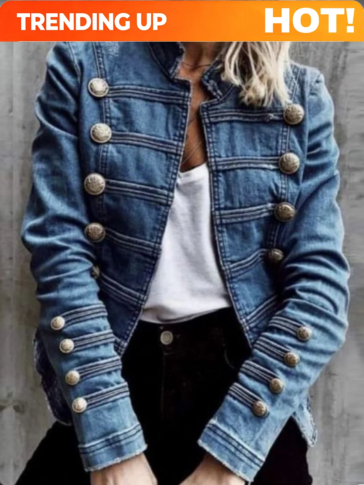 Customization Vintage Commuter Denim Coat Women Autumn New European American Fashion Slim Fit Top Elegant All-match Double Breas