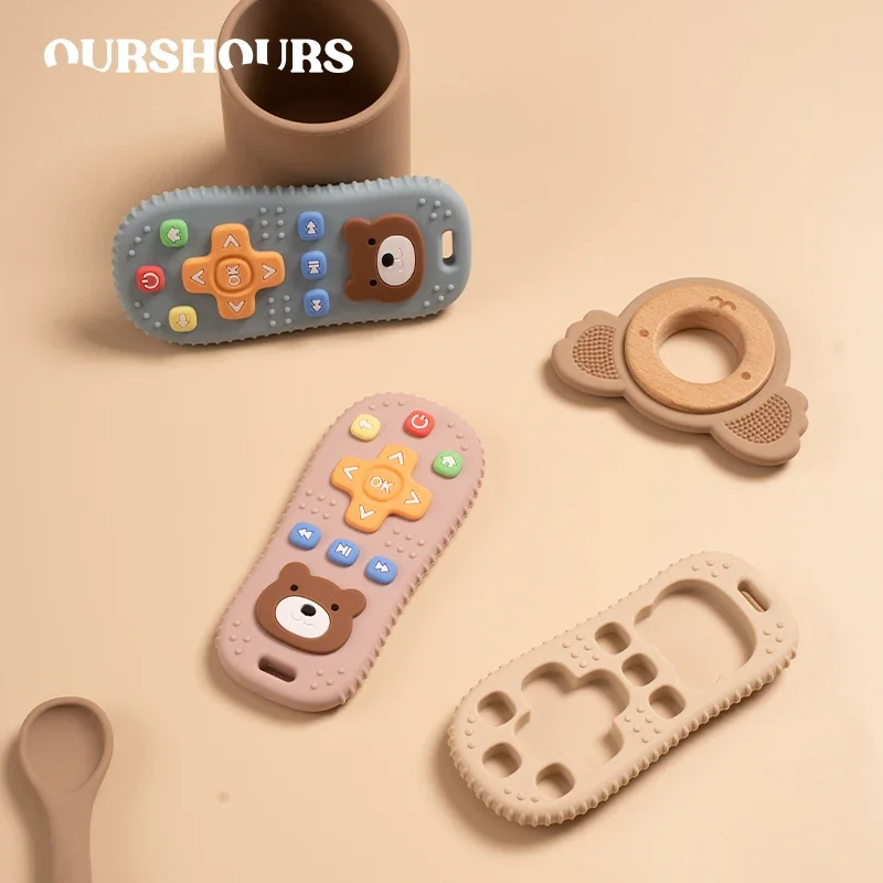 Silicone Baby Teething Chewing Toys Remote Control Shape Infant Nursing Teether BPA Free Attractive Sensory Toy for Babies Gifts