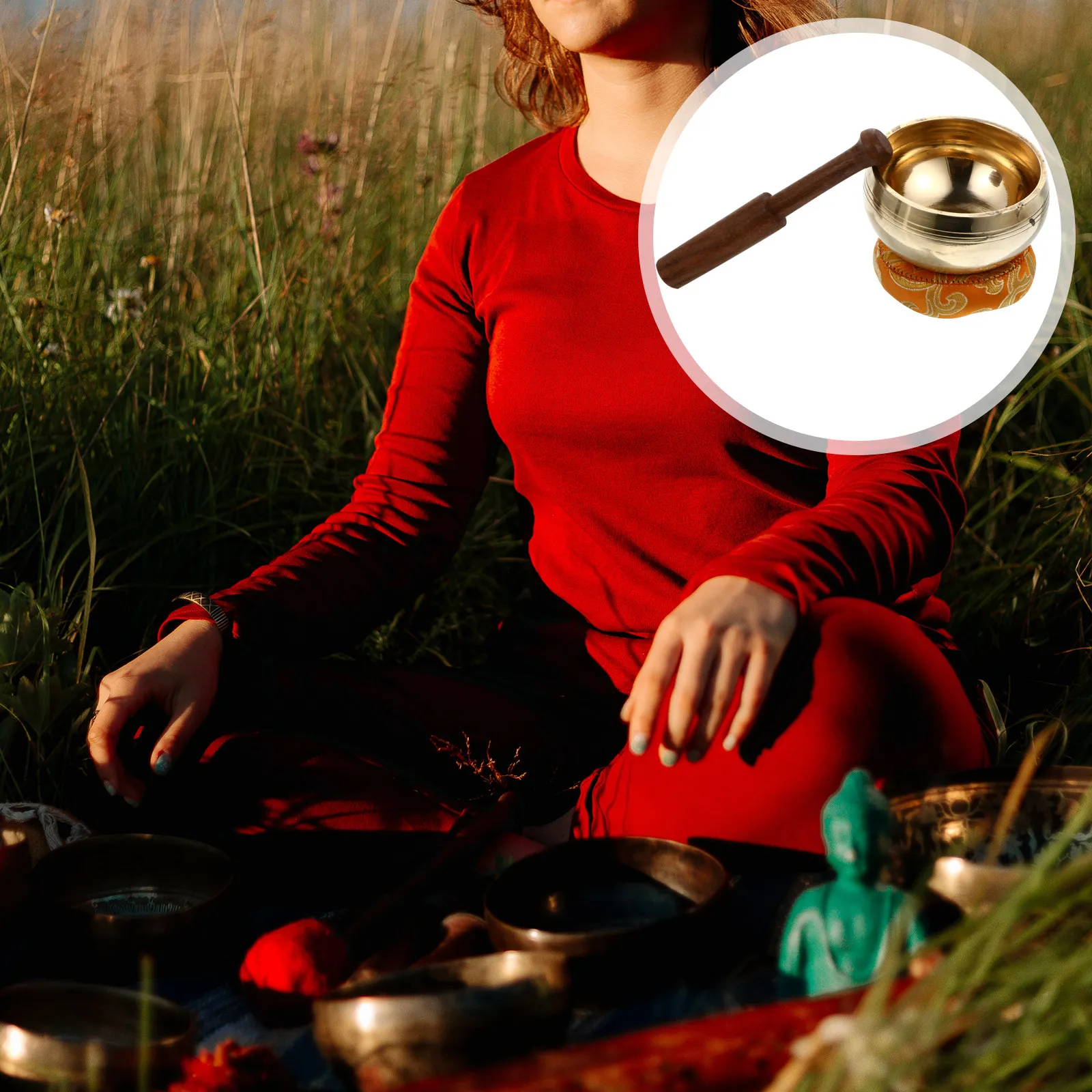 1 ensemble de bols chantants de méditation, bol tibétain en cuivre pour la guérison, outil portable de relaxation, de yoga, de pleine conscience, de musique et de thérapie sonore
