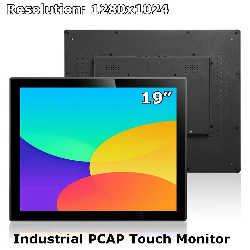 

19" PCAP Waterproof Industrial Display Capacitive Touch Monitor IP65 Lcd Display With Resolution 1280x1024 VGA HDMI USB Interfac