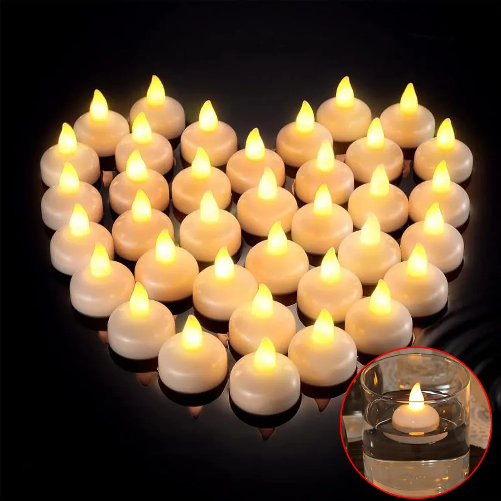 

Floating Candle Lamp Flameless Tea Light Flicker Electronic Waterproof LED Light For Wedding Party Pool Spa Table Decor