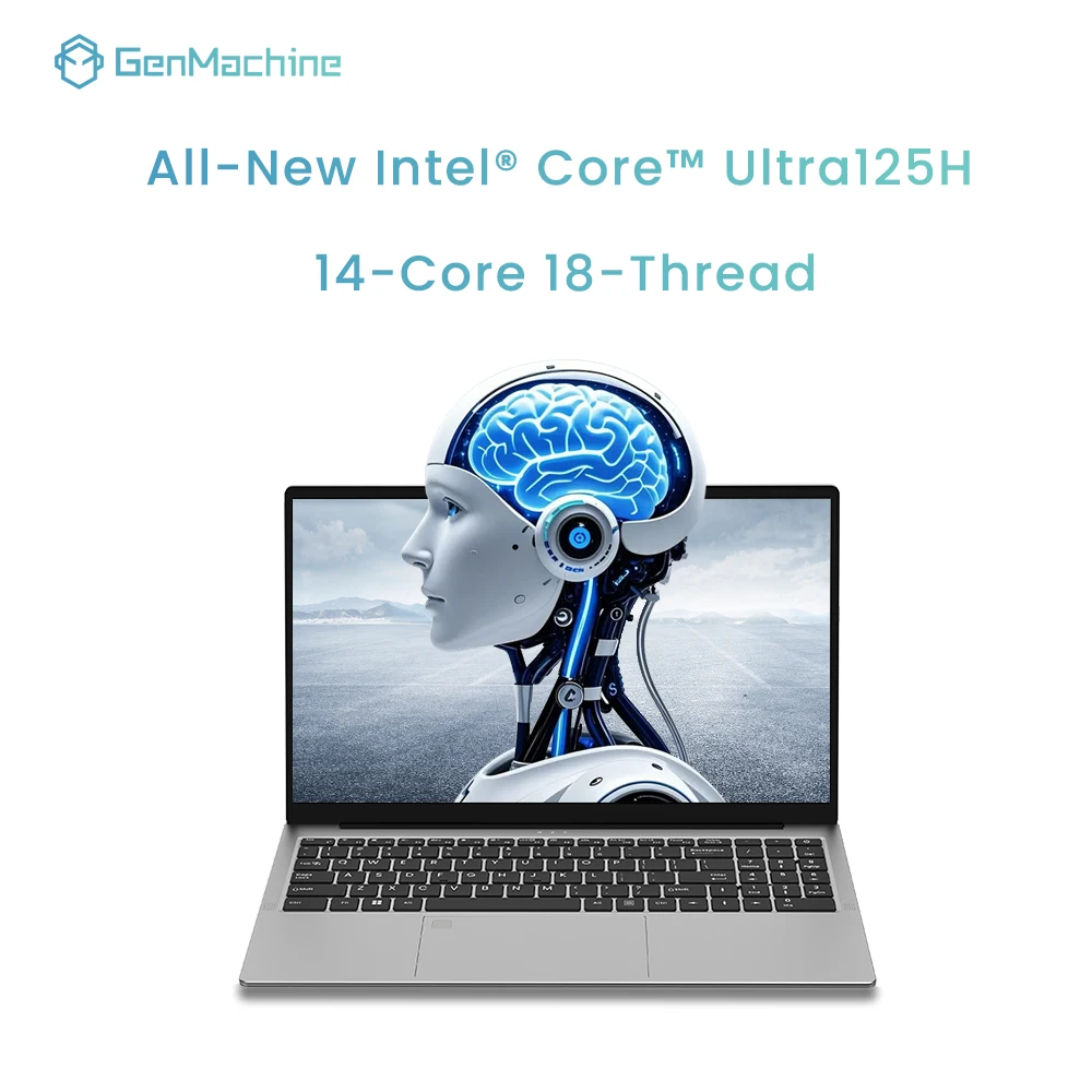 Портативный компьютер Genmachine Intel Core Ultra 125H 15,6 дюйма 60 Гц Arc Graphics DDR5 4800 МГц M.2 2280 NVME Бизнес-игровые ноутбуки