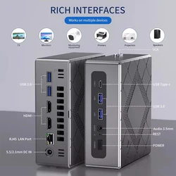 CK12 Mini PC 12th intel Core i5-12450H Type-c 4*USB3.0 Windows 11 tablet top office Computer 4K Dual HD VGA 1*RJ45 LAN FAN HTPC