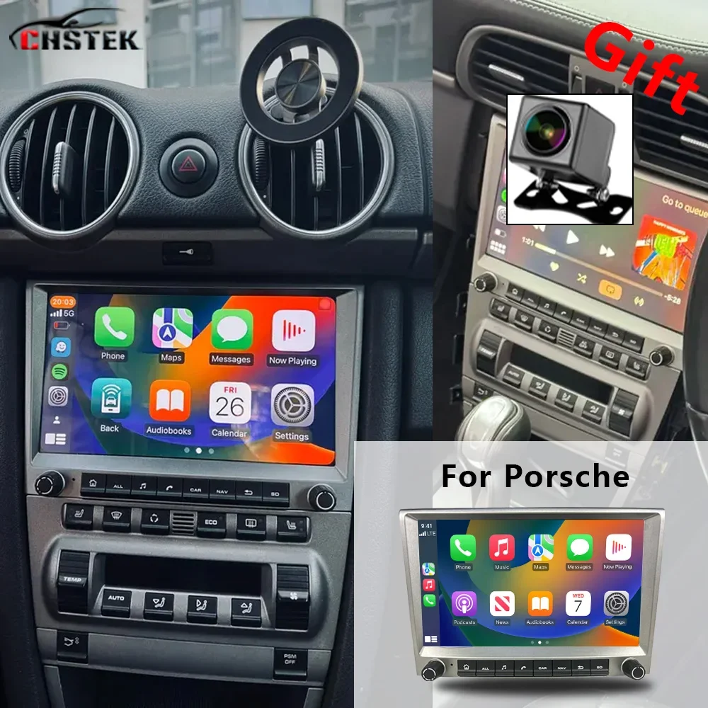 

CHSTEK Car Radio Android 13 Carplay For Porsche 911 Cayman Boxster 987 997 2005-2013 Auto Stereo Navigation Bluetooth5.0 WIFI 4G