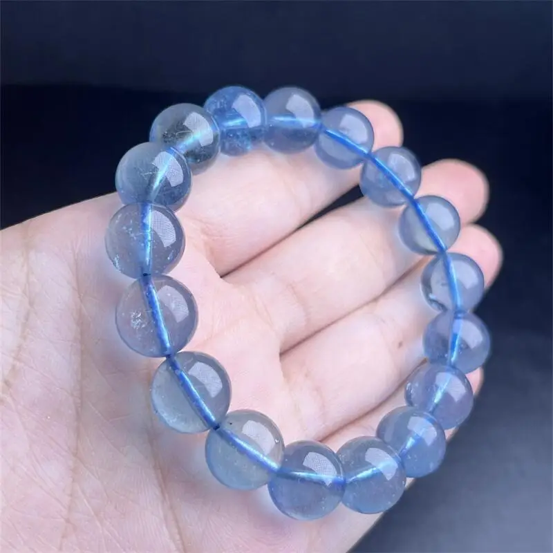 12MM Natural Aquamarine Bracelet Handmade Crystal Jewelry Stretch Bangle Children Birthday Gift 1pcs