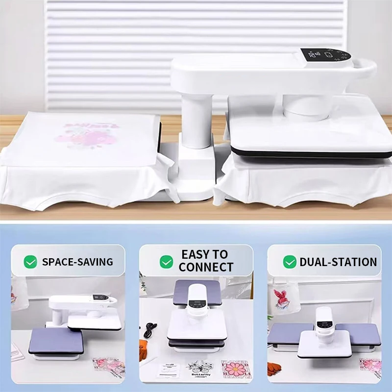 38x38CM Dual-Station Automatic Heat Transfer Machine, Digital T-Shirt Heat Transfer Machine, Double-Sided Heat Transfer