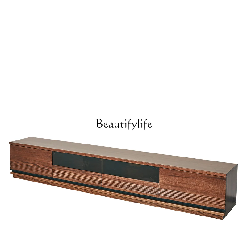 

Solid wood floor TV cabinet living room walnut ultra-thin simple solid wood floor cabinet