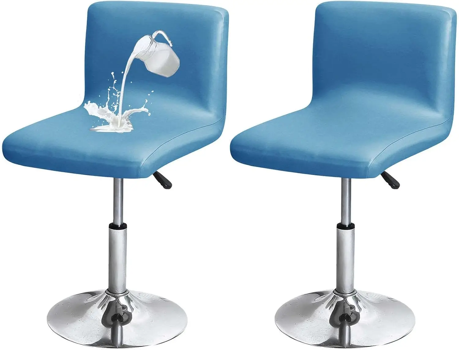 

Waterproof Bar Stool Covers, Stretch PU Bar Stool Chair Covers with Backs Swivel Removable Barstool Covers ,Set of 2