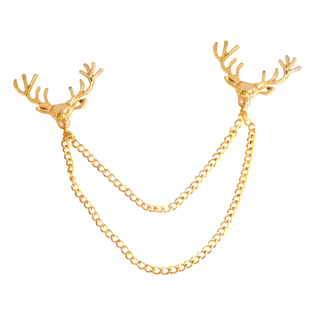 

Deer Brooch Collar Chain Pin Golden Tassel Necklace Clip Material Stylish Fashion Accessory Elegant Jewelry