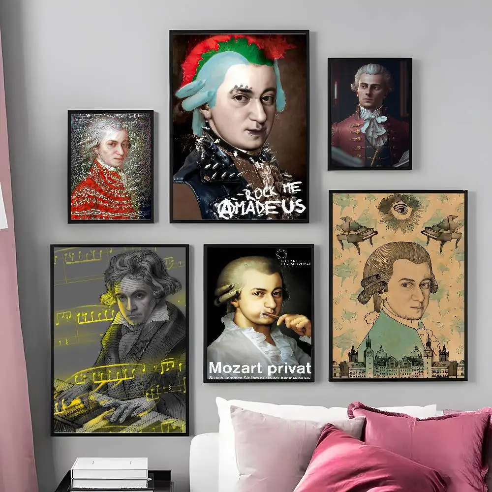 ملصق فني من Wolfgang Amadeus Mozart مع مطبوعات لتزيين غرفة النوم وغرفة المعيشة في المنزل #4