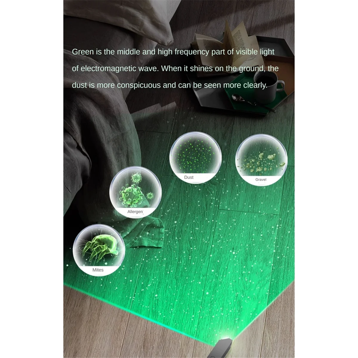 

A94U Vacuum Cleaner Dust Display LED Lamp, Reveal Microscopic Dust & Illuminate Invisible Pet Hair Cat Dog Fur, USB Charging