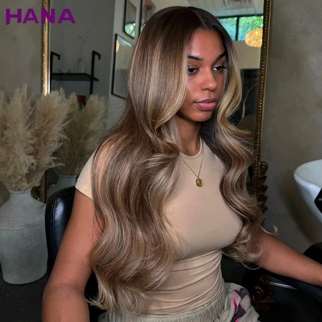 متنوعة ضوء الكستناء البني الاصطناعية الدانتيل أعلى الباروكات للنساء السود جميلة الجسم موجة HD شعر مستعار الدانتيل الشفاف شعر مستعار تأثيري #4