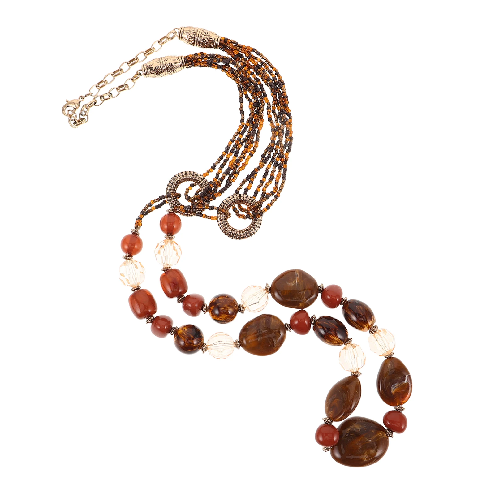 

Vintage Beaded Necklace for Women Boho Style Handmade Costume Jewelry Colorful Choker Adjustable Chain Necklace Summer Beach