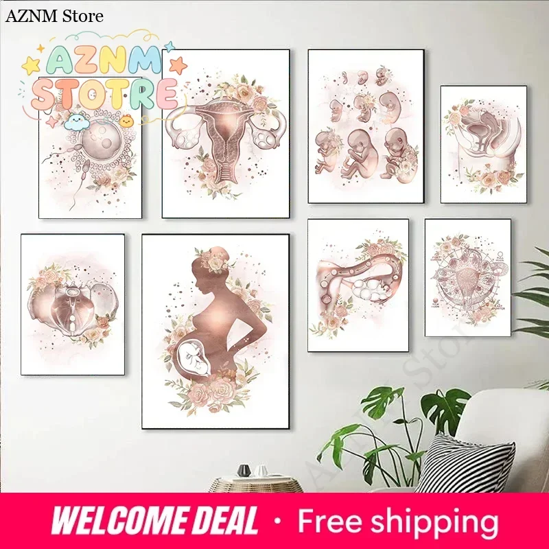 Female Female Anatomy Fertility Pregnancy Posters Prints Canvas Painting Wall Art Picture Gynecology Obstetrics Decoration Mural Gif - Aliexpress Deal