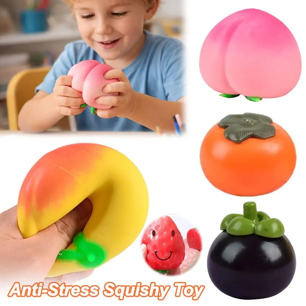 Funny Fruit Shape​​ Squeeze Toy Release Emotion Stretchable ​​ Anti-Stress Squeeze Toy​​ Soft & Durable ​​Non-Toxic & Safe​​