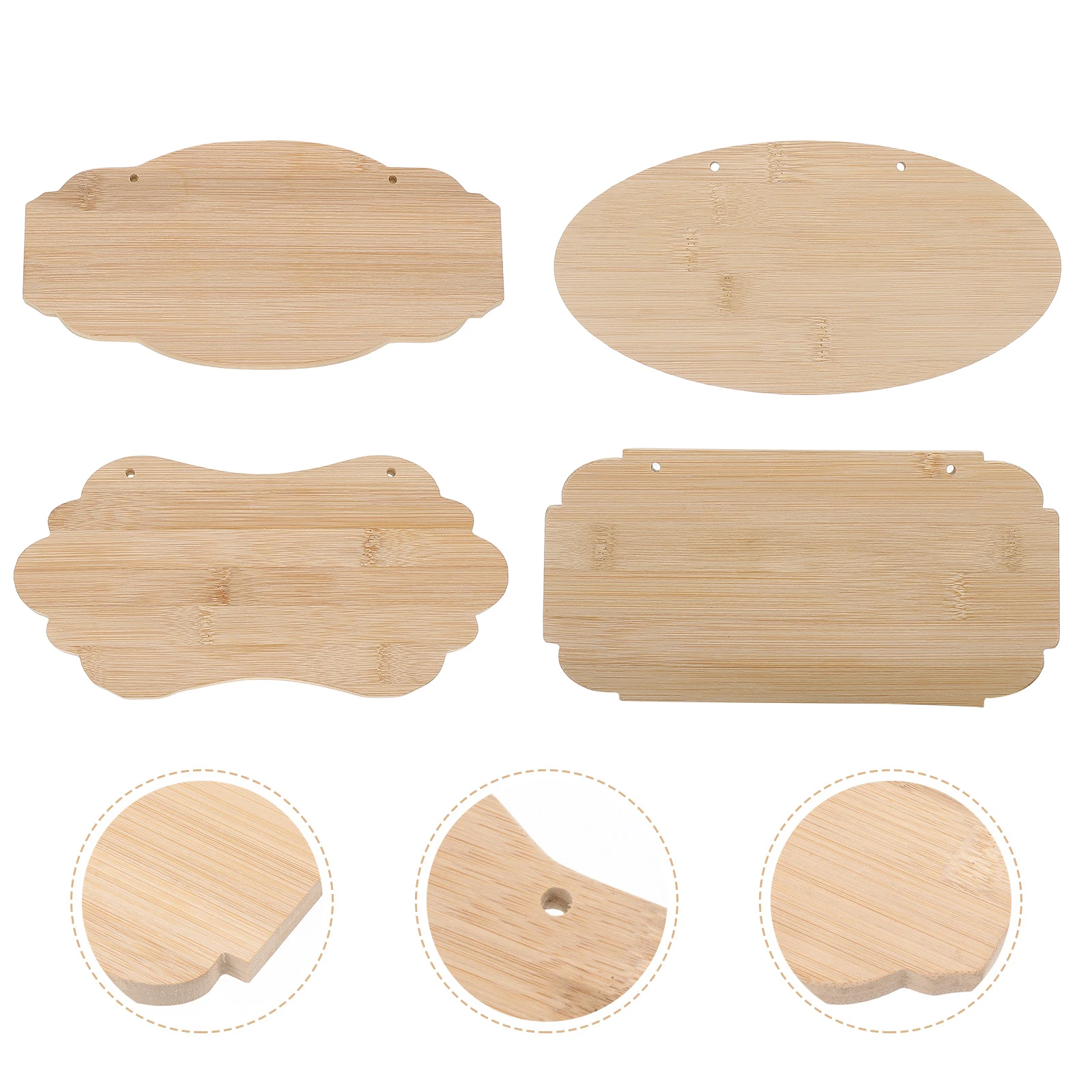 

4pcs Unfinished Wooden Blank Hanging Tags DIY Plaque Sign Smooth Surface Creative Shape Rustic Decor Cafe Store Restaurant Bar