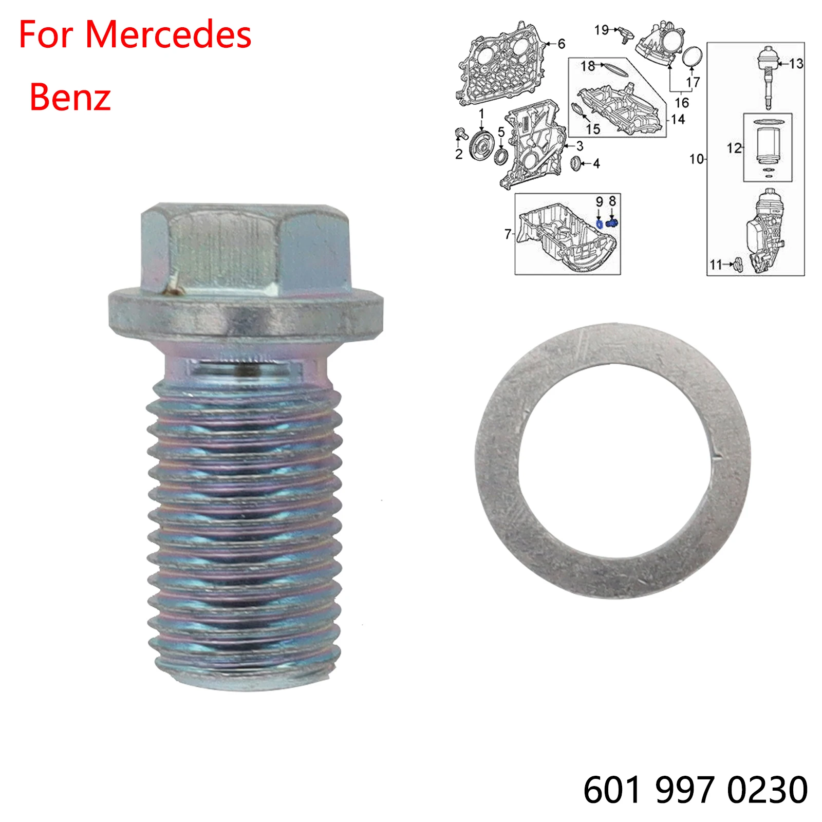 Podkładka śruby spustowej miski olejowej silnika do Mercedes Benz A168 W124 C202 C203 SPRINTER S203 W203 W210 6019970230 1119970330